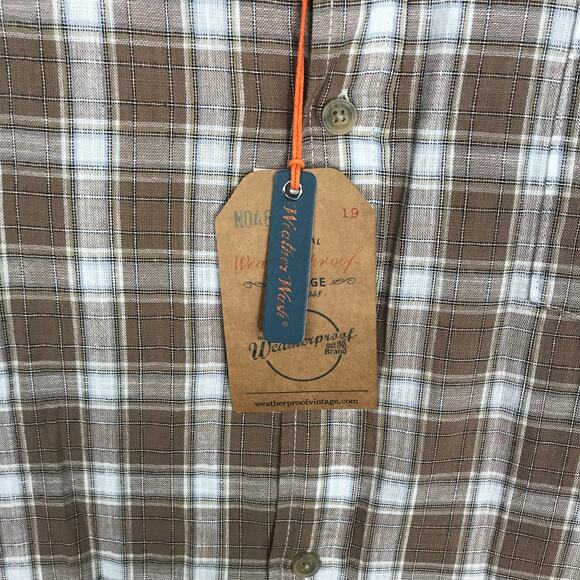 Weatherproof Vintage Shirt Men XXL Brown Button Plaid Casual Classic 100% Cotton - Picture 6 of 12